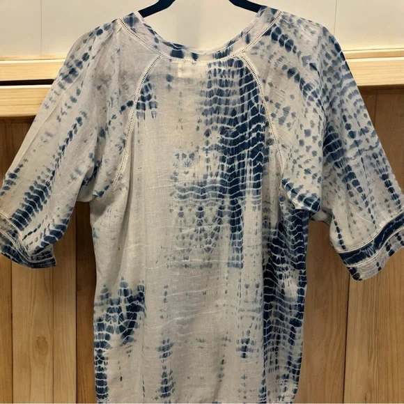 Graham & Spencer Blue White Tunic Blouse Top Sz L - Picture 4 of 8